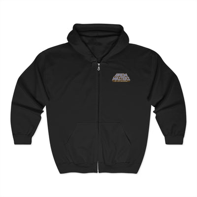 Brewmasters of the Universe zip-up hoodie featuring comic-book style logo on front