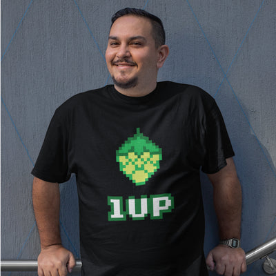 1UP Hop T-Shirt by Brew Swag - Channel your inner video game drinking beer nerd.