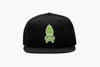 Structured high-profile beer hat with bright green hop cone skull