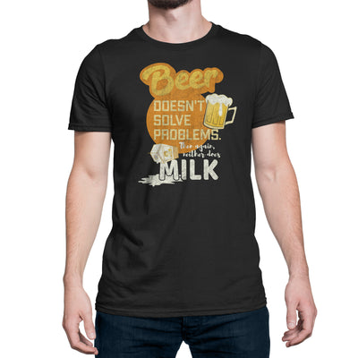 Funny craft beer shirt featuring a witty statement about milk and beer