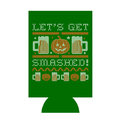 Let's Get Smashed Ugly Halloween Sweater Beer Can Hugger