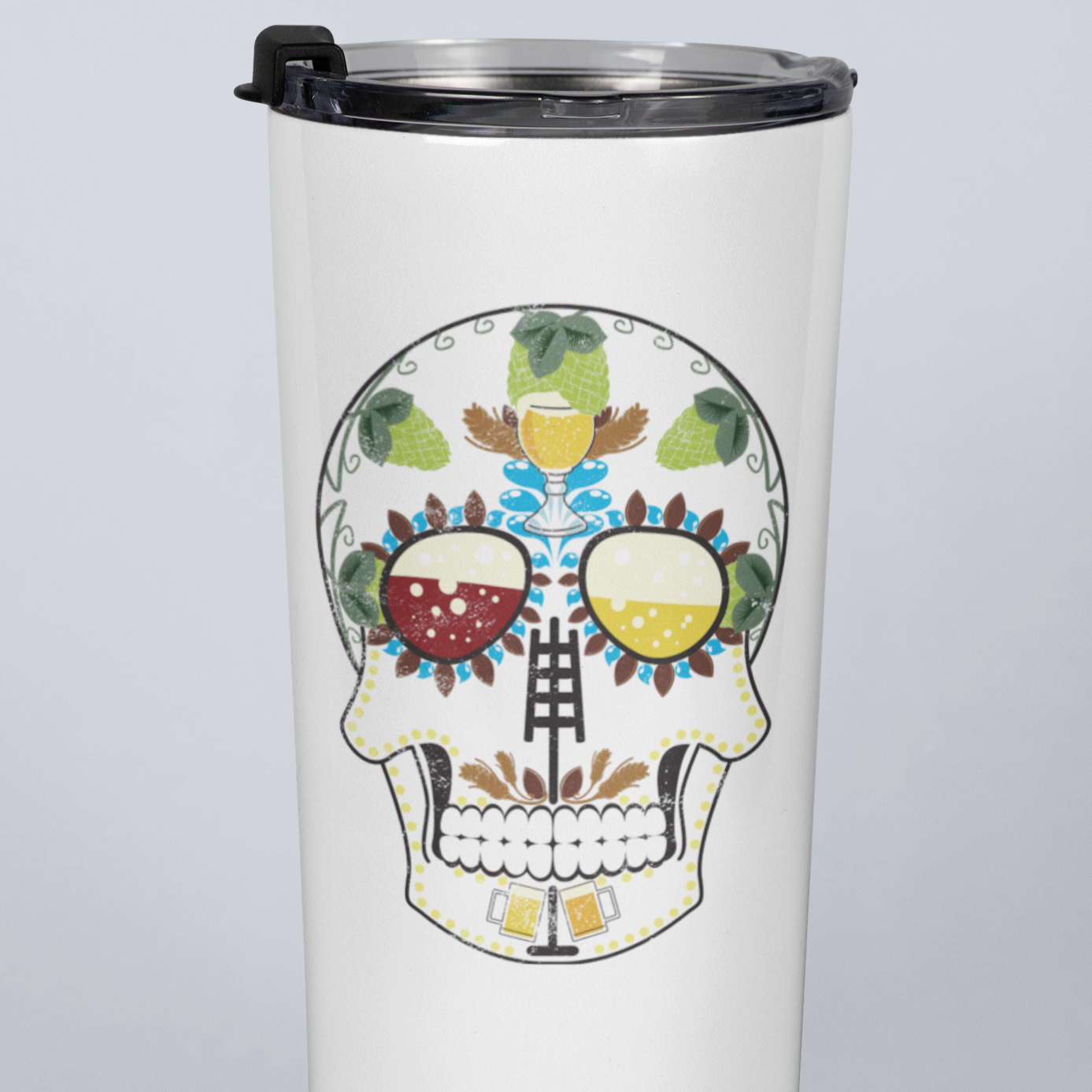 Brewer's Sugar Skull Craft Beer 20oz Travel Mug